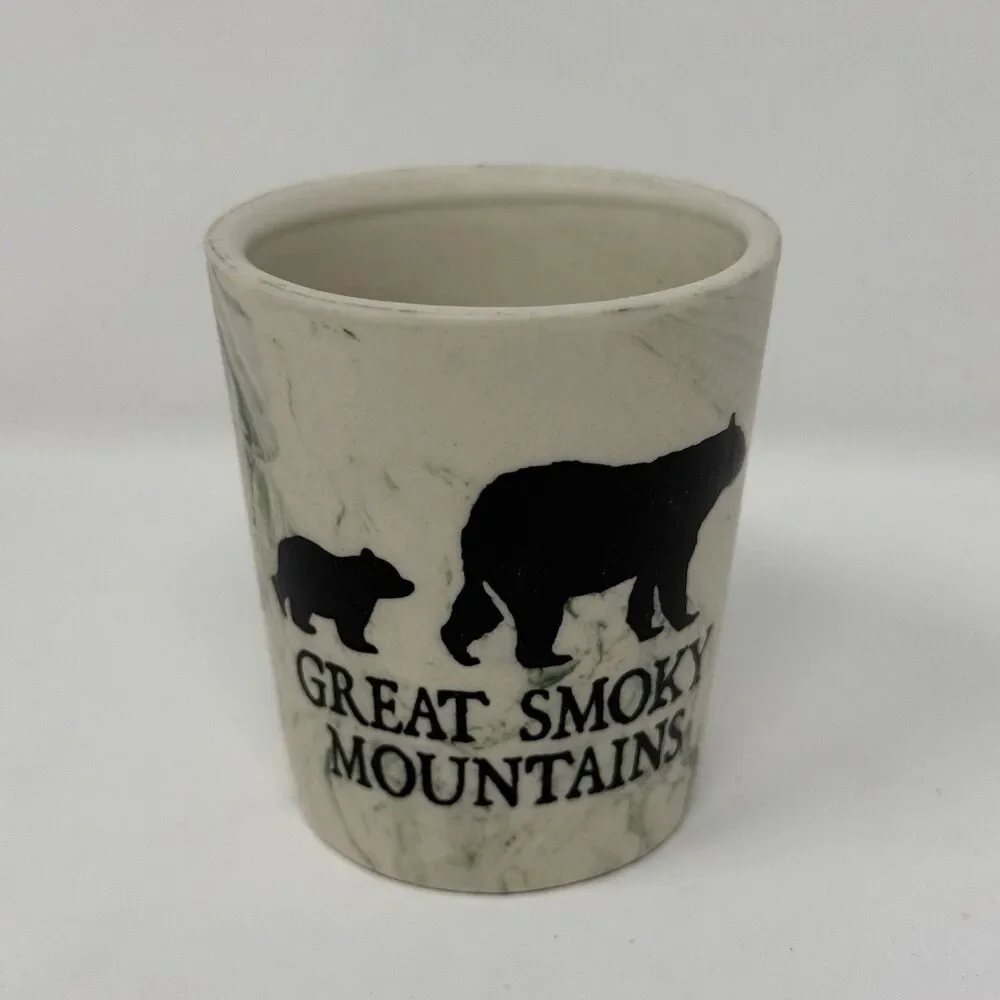 Cape Shore Montana Great Smoky Mountains Bear Pottery Shot Glass Souvenir